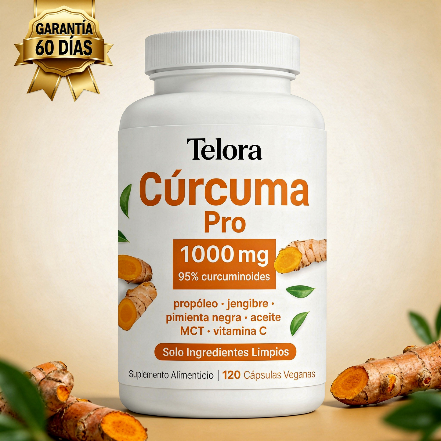 Telora Cúrcuma Pro 1000mg (Pack de 120 Cápsulas)