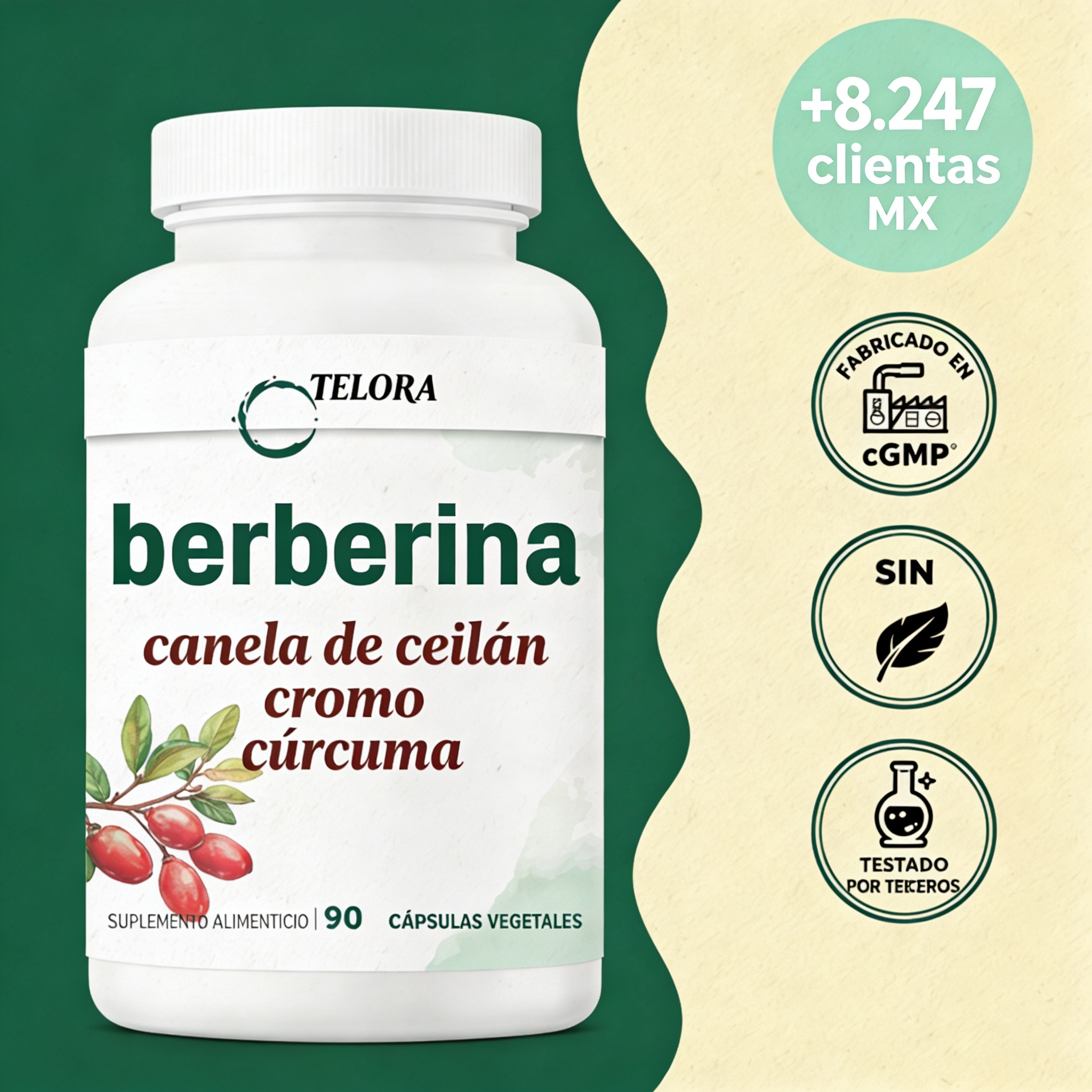 Berberina Equilibrio Metabólico (Pack de 90 Cápsulas) — desinflama y baja la cintura