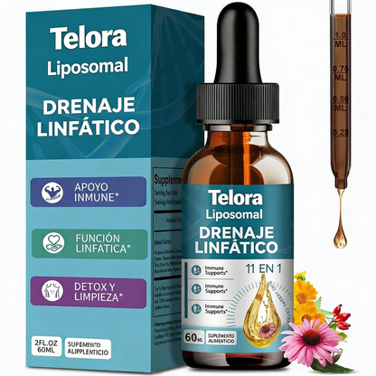 Telora Drenaje Linfático · Gotas Liposomales 11 en 1 · 60 mL