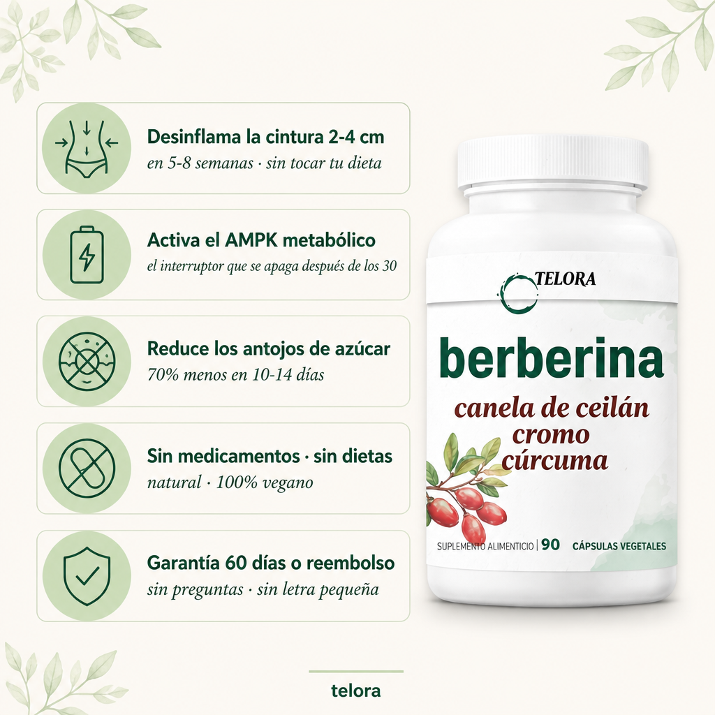 Berberina Equilibrio Metabólico (Pack de 90 Cápsulas) — desinflama y baja la cintura